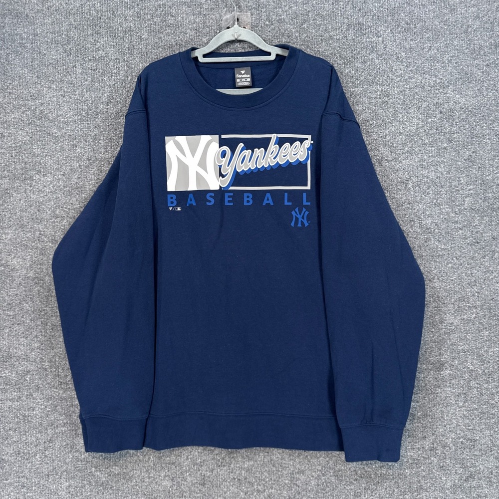 New York Yankees Sweatshirt Mens 2XL Blue Fanatics Baseball Pullover Fleece